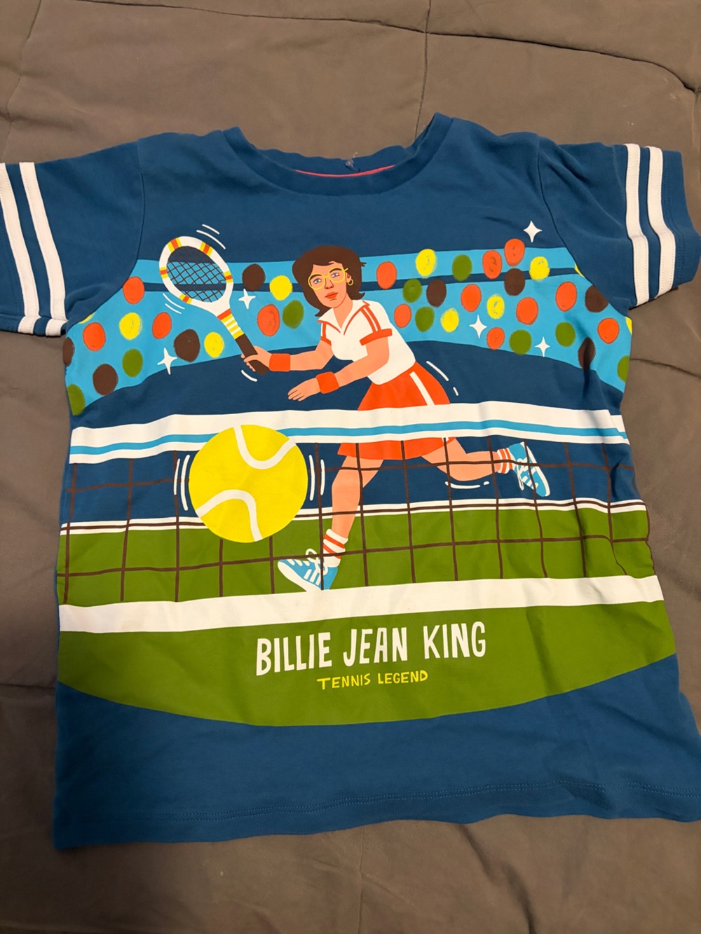 Billie Jean King Kids' Short Sleeve Tennis Graphic Tee - Blue/Green
